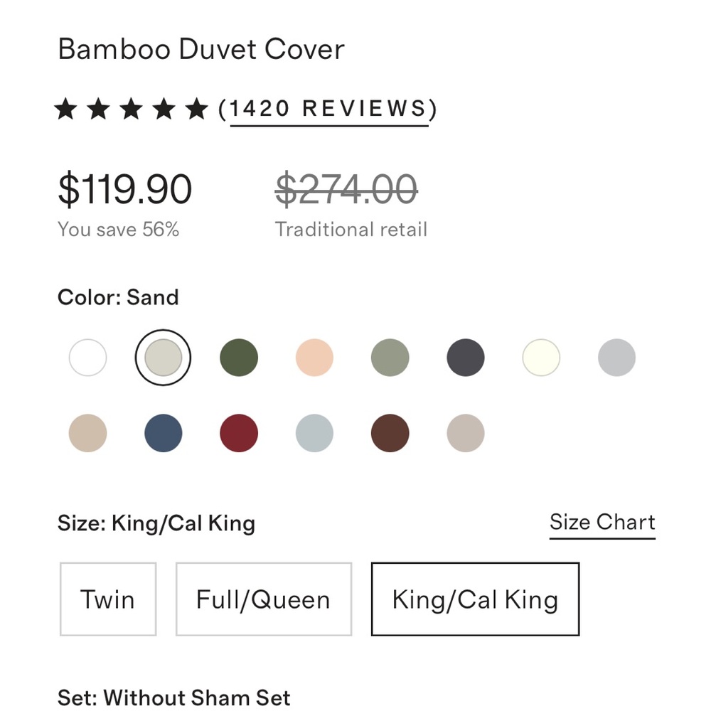 NWOT Quince King Bamboo Duvet Cover Sand - Picture 5 of 7